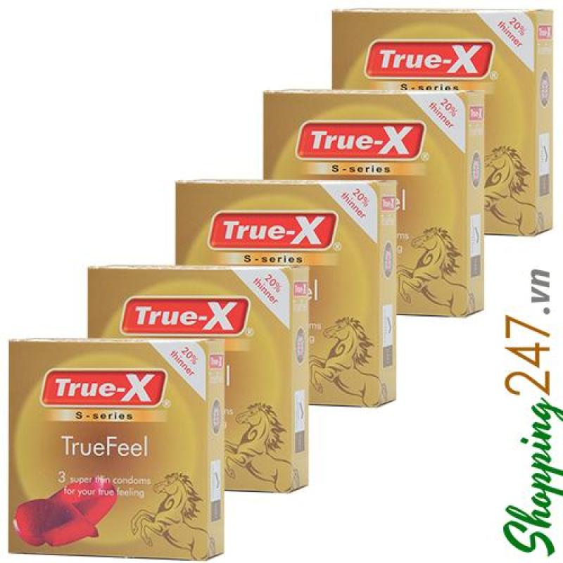 Bộ 5 hộp bao cao su True-X True Feel (Vàng)