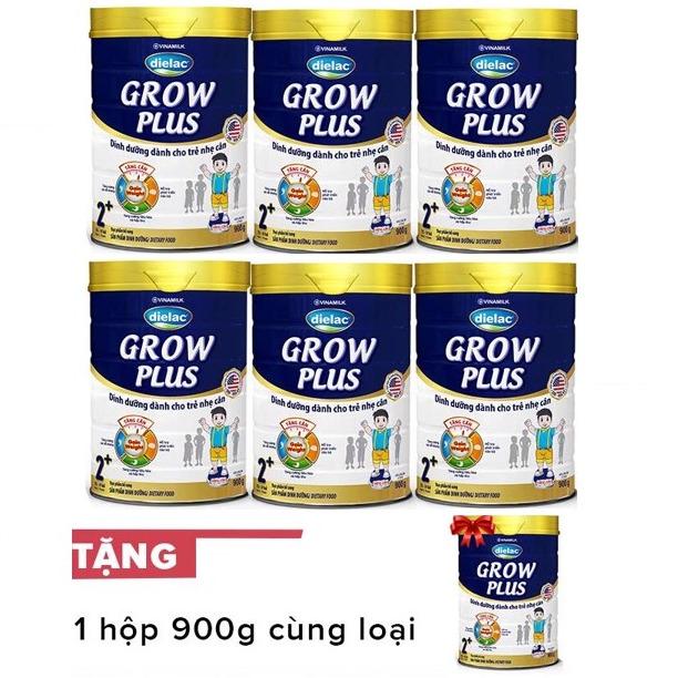 Bộ 6 hộp sữa bột vinamilk dielac grow plus 2+ 900g tặng 1 hộp grow plus 2+ 900g - hộp thiếc 900g