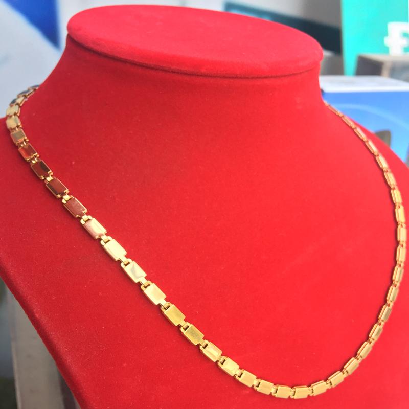 Vòng cổ dẹt mắt xích mạ vàng 24k cực sang chảnh (Ảnh chụp thật 100%)