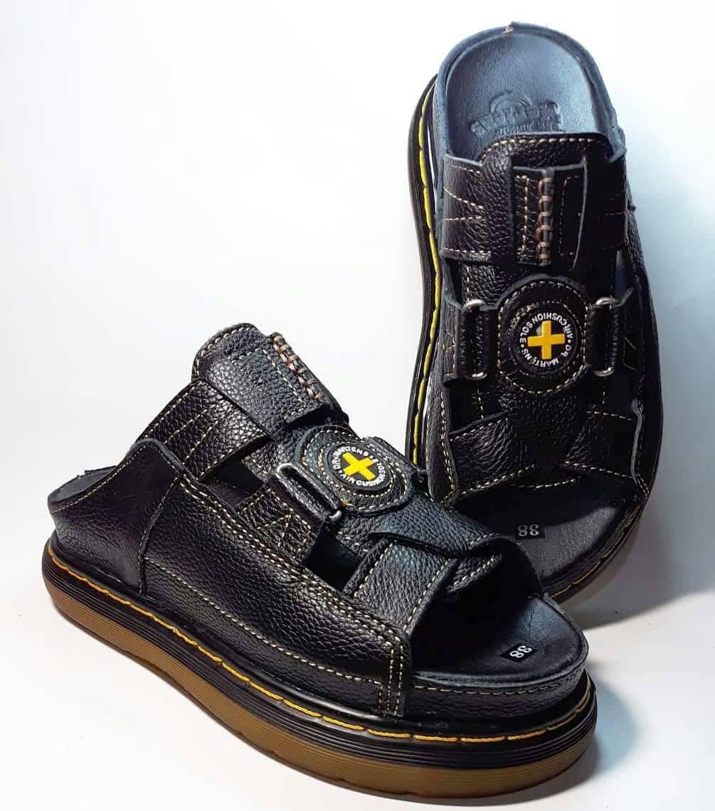 [HCM]Dép Nam Quai Ngang Doctor Dr.Martens Da Bò Cao Cấp Hàng VNSX - Đế Lót Da Bò - Mã D3