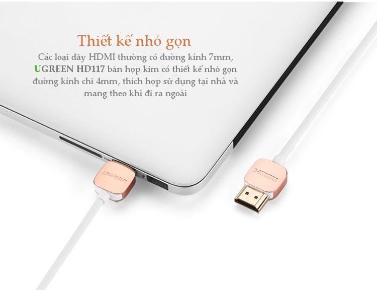Dây HDMI 2.0 thuần đồng hỗ trợ 18Gbps, đầu hợp kim, 3M UGREEN HD117 Dây HDMI 2.0 thuần đồng hỗ trợ 18Gbps, đầu hợp kim, 3M UGREEN HD117
