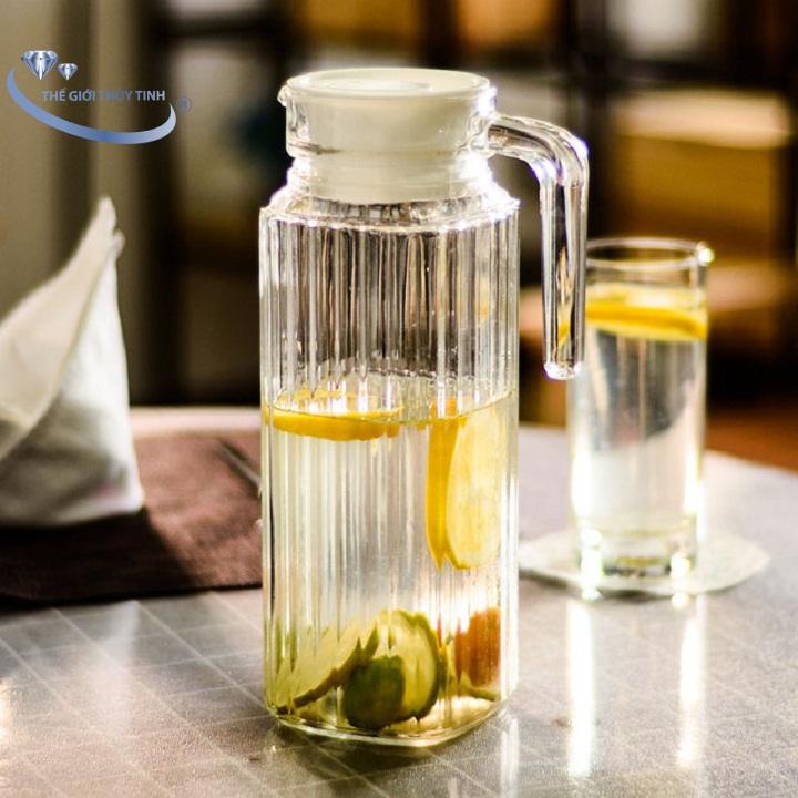 Bình Thủy Tinh Miệng Rót Nước 1 Lít - Sọc DELI EH1004-2