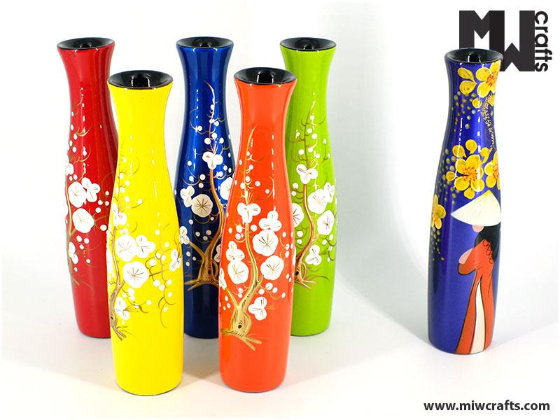 Combo 3 lọ ( bình ) cắm hoa MIỄN SHIP , gỗ phủ sơn mài giao màu ngẫu nhiên