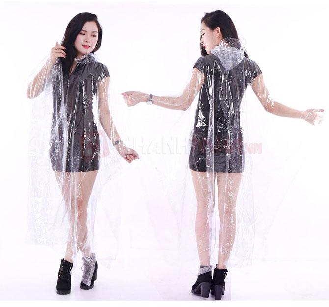 áo mưa trong suốt 1 đầu tiện dụng