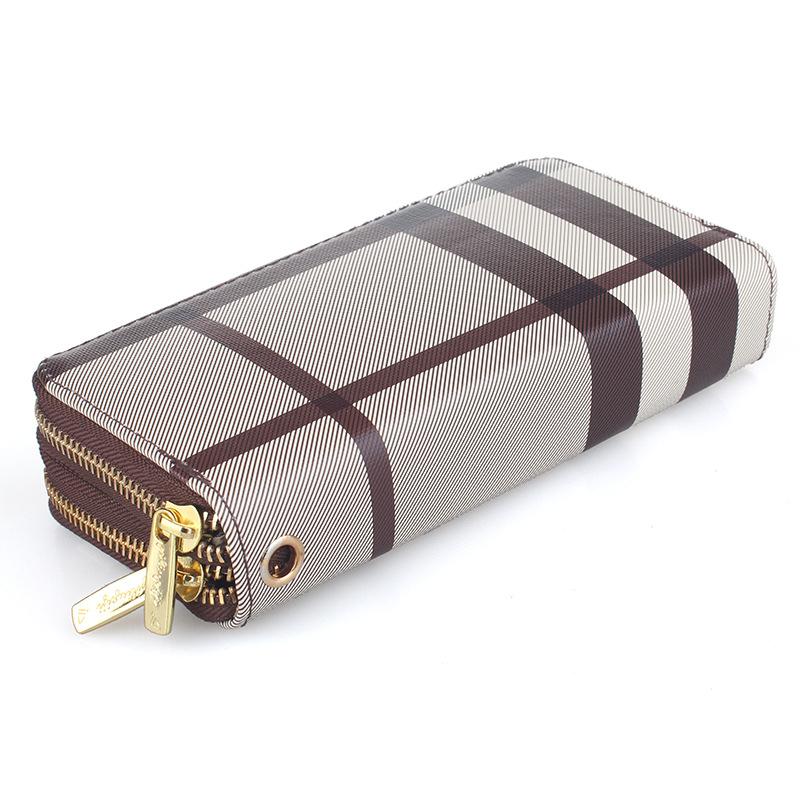 Bóp - Ví nữ cầm tay mẫu đẹp 2022 - kẻ caro - 2 khóa kéo ngoài