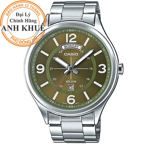 [3-5/8 Hoàn Tiền 25%]Đồng hồ nam dây kim loại Casio Anh Khuê MTP-E129D-3AVDF