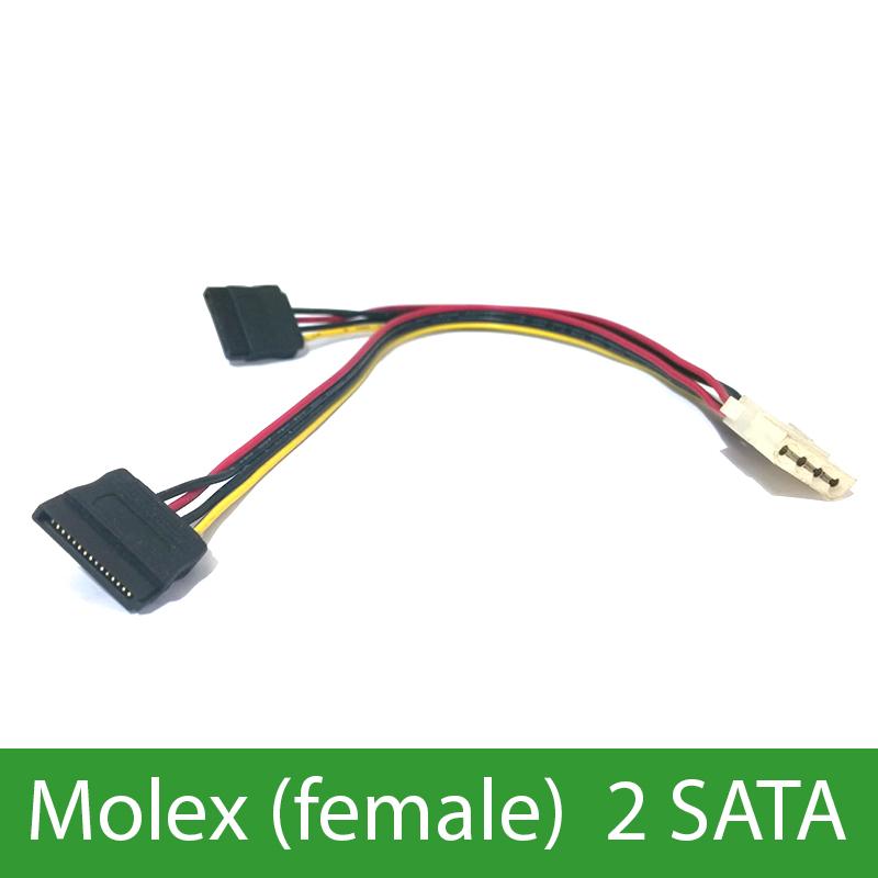Cáp chia nguồn 1 Molex IDE 4PIN (đầu âm) ra 2 SATA dùng cho 2 ổ cứng/CD/DVD-R trên PC (dài 20/30Cm)