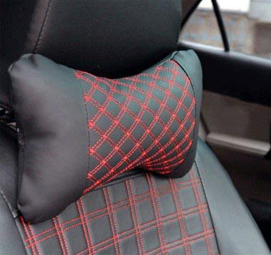 Bộ 2 gối tựa đầu cho ghế xe hơi - màu đen viền đỏ
