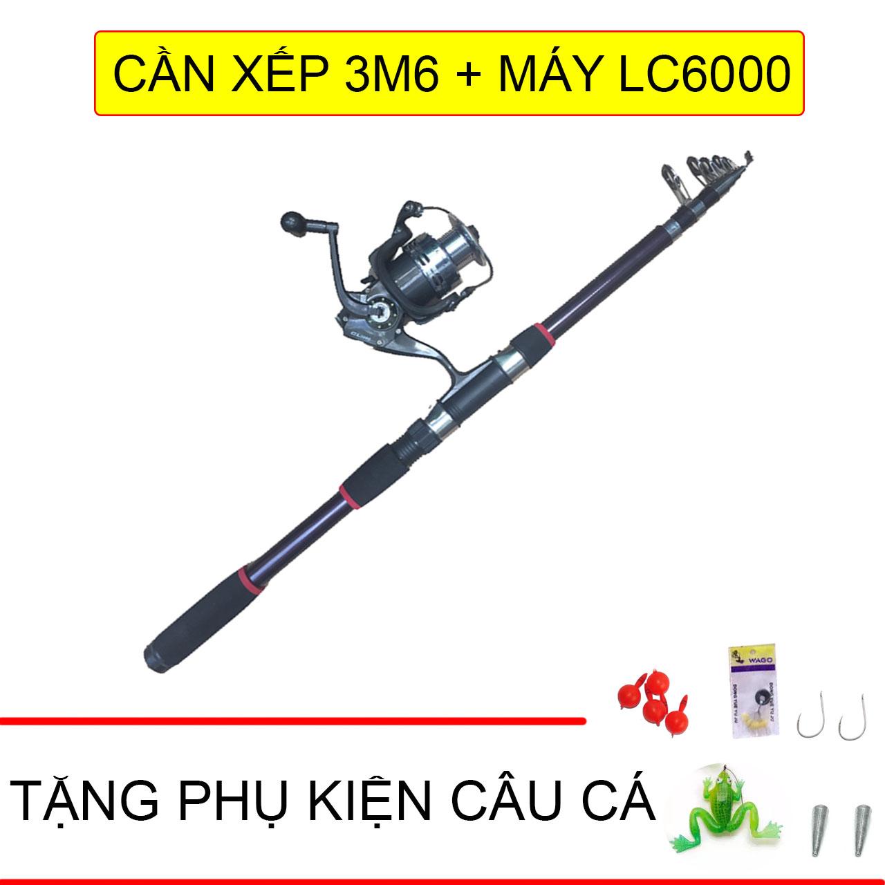 Bộ cần xếp 3m6 + máy lc6000 và phụ kiện