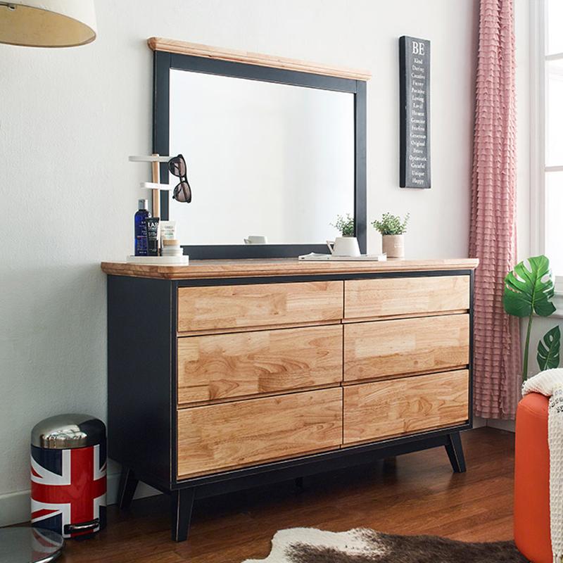 [Freeship][Trả góp 0%] Tủ ngăn kéo 3+3 IBIE NB-Blue gỗ cao su màu xanh phối tự nhiên đựng quần áo, đồ dùng