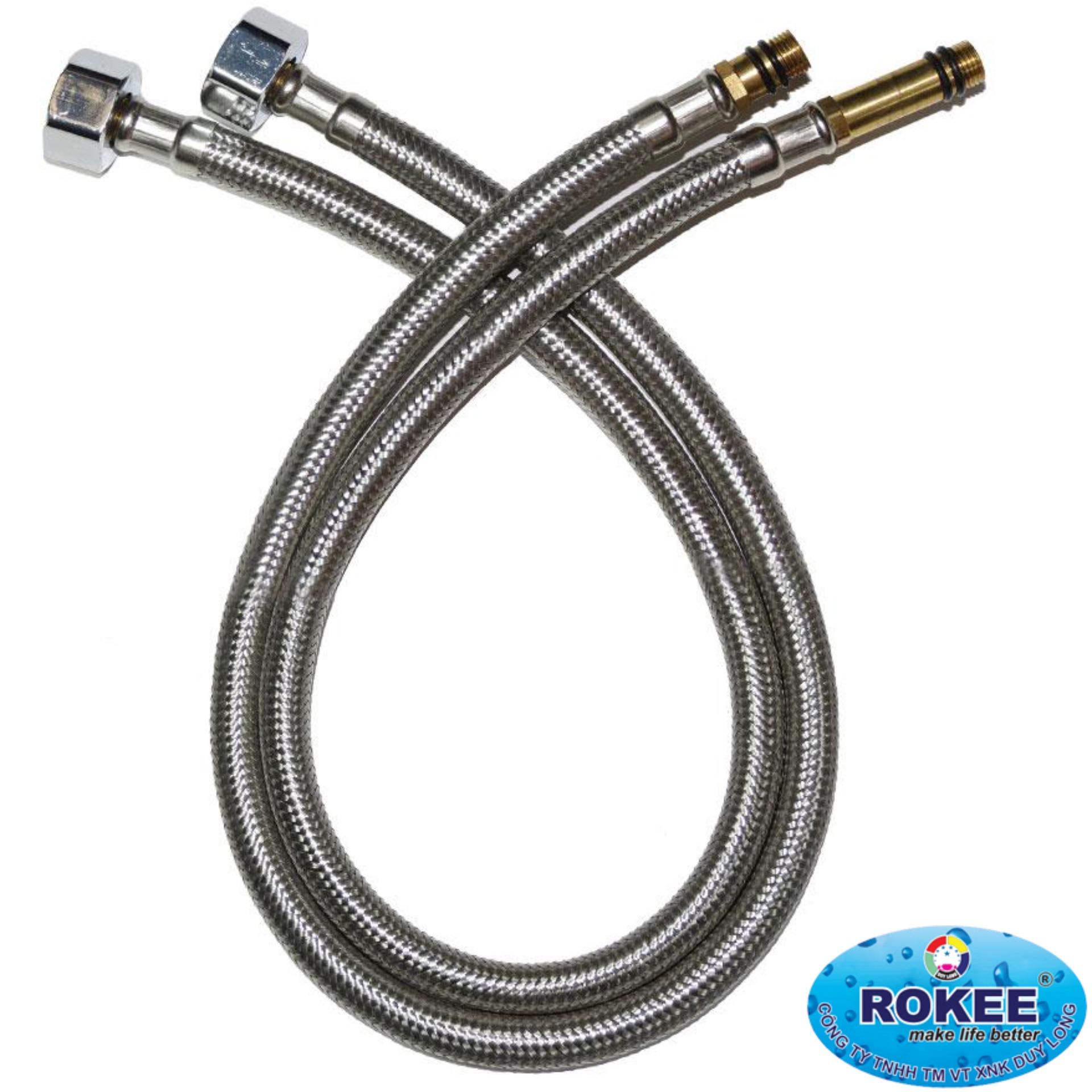 ROKEE - Bộ 2 Dây cấp nóng lạnh cho vòi Lavabo và vòi rửa chén DL-02 (Inox)