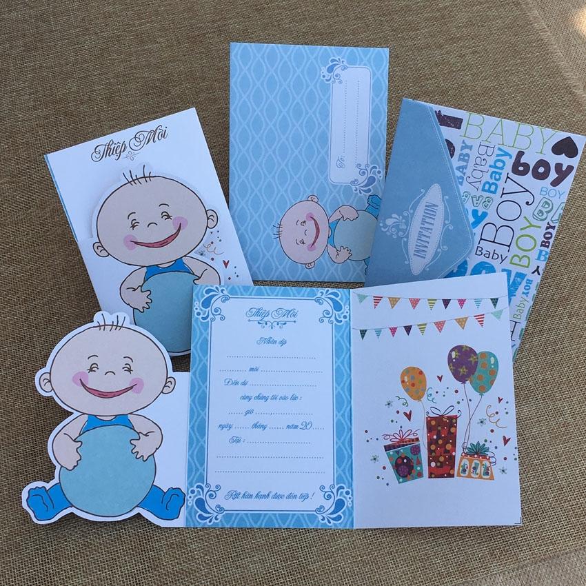 50 thiệp sinh nhật, thôi nôi hình bé trai
