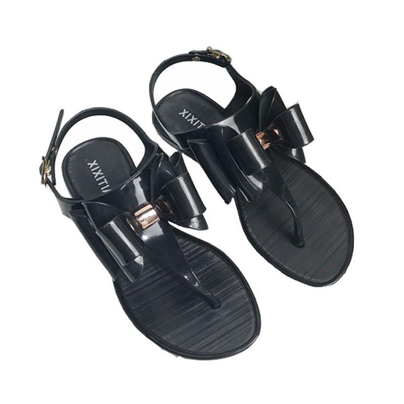 Giày nhựa jelly giày đi mưa sandal xỏ ngón nơ