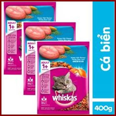 Combo 3 túi thức ăn hạt cho Mèo trưởng thành. Whiskas Adult 400g/túi.