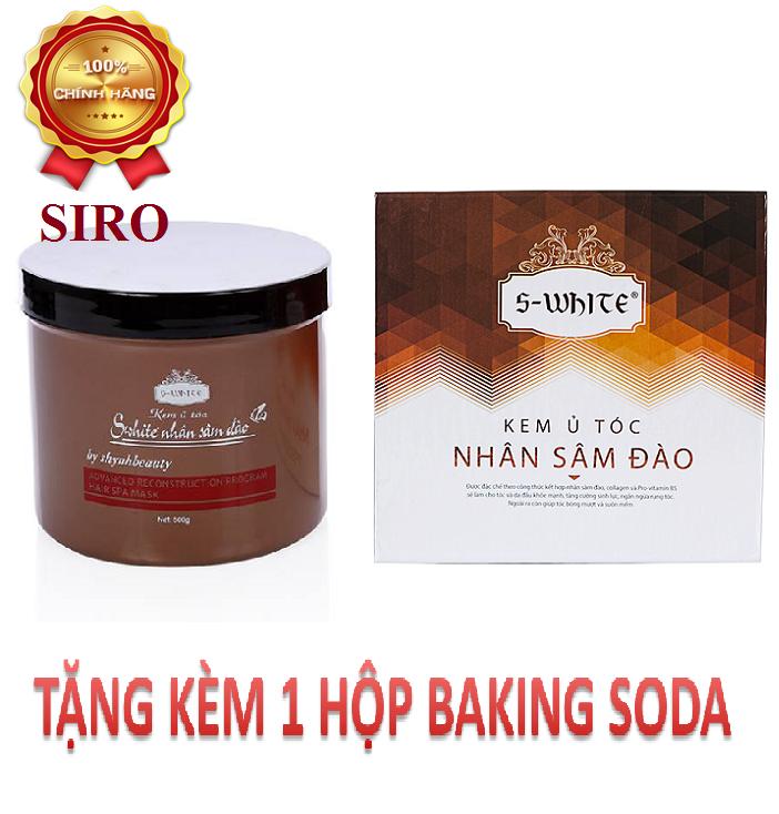 Kem ủ tóc Nhân Sâm Đào Swhite 500g + Tặng kèm 1 hộp tẩy trắng răng Baking Soda 50g