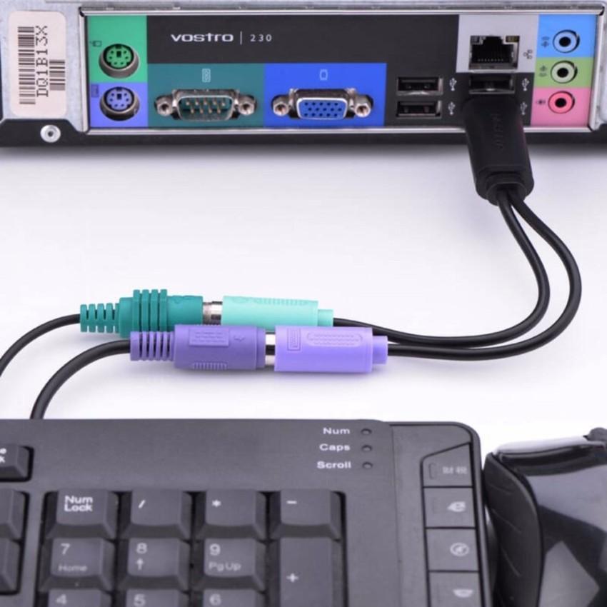 Cáp chuyển đổi USB đực 2.0 sang đầu PS2 cái cho chuột và bàn phím