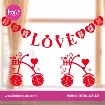 Set decal chữ hỷ dán tường, kính xe trang trí đám cưới hafu house