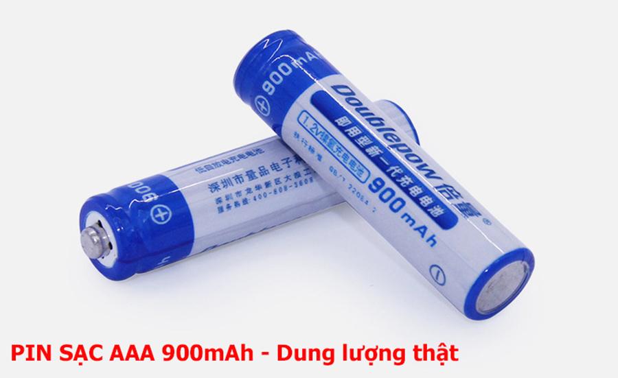 Combo 02 viên pin đũa 900mAh Doublepow sạc lại dung lượng thật