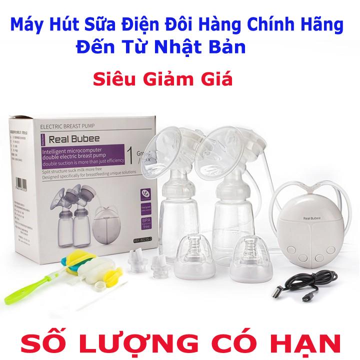 Máy hút sữa điện đôi Real Bubee ( Có chế độ massa kích sữa, Hút êm ái như em bé bú)