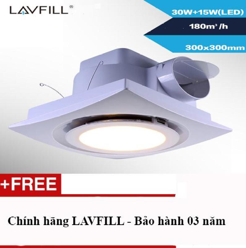 Quạt thông gió, quạt hút gió âm trần-ốp trần có đèn LED LAVFILL LFCV-16D-5 (bề mặt 300*300mm)