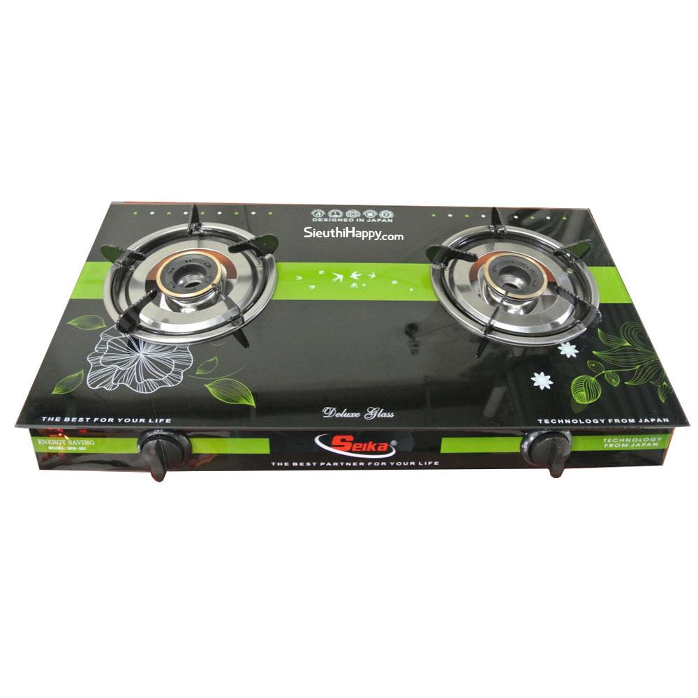 Bếp gas đôi mặt kính seika skb262 sen nhôm