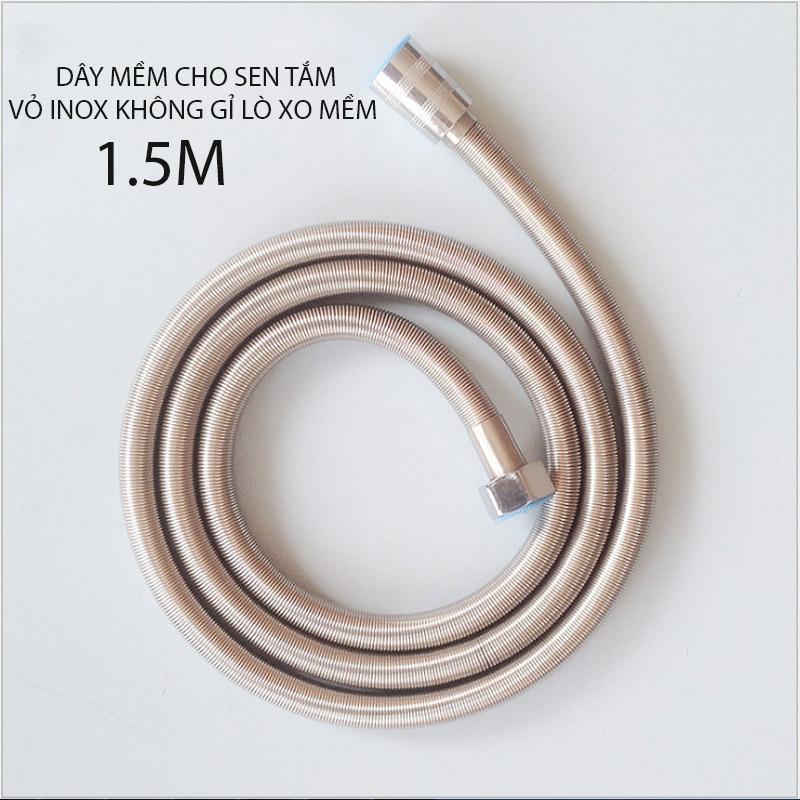 Dây nối mềm cho sen tắm với vỏ bằng inox sọi uốn lò xo I150cm01, dài 1.5m