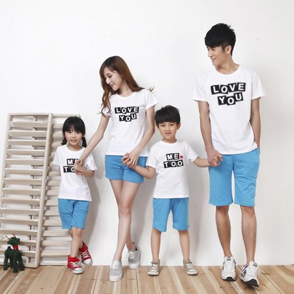 Set áo gia đình in khối chưx love you