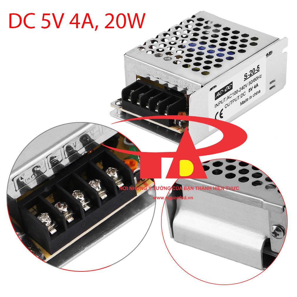 Nguồn tổ ong, nguồn led 5V 4A, 20W (NÊN MUA) loại tốt, giá rẻ, chất lượng, đủ ampe
