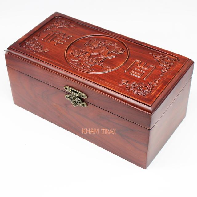 Hộp đựng con dấu bằng gỗ Hương cao cấp
