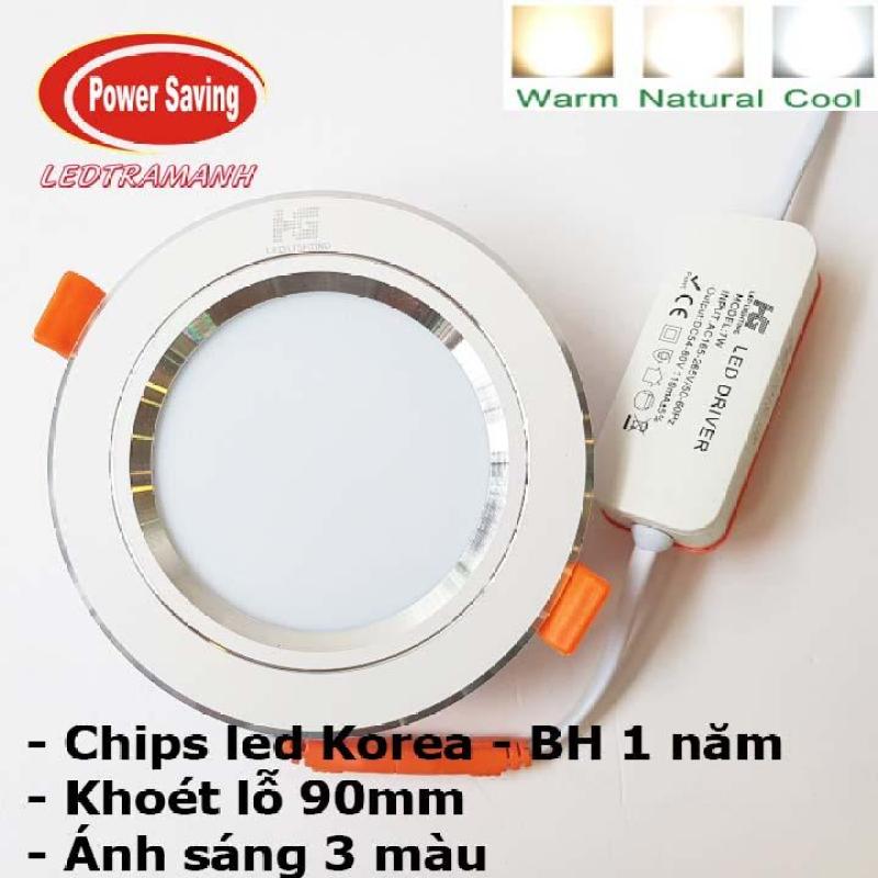 Đèn led âm trần HG 7W 3 chế độ cao cấp viền bạc
