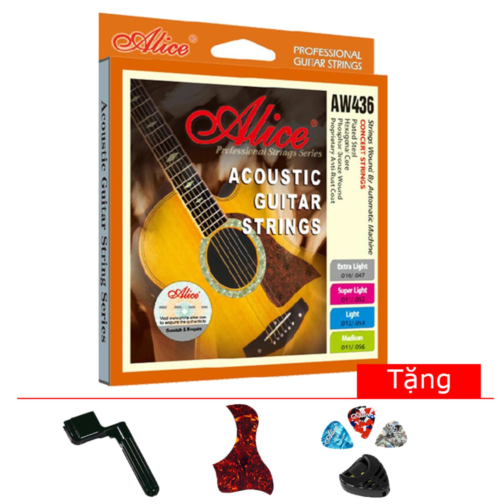 Dây đàn guitar Acoustic AW436 (tặng pick, hộp pick, dán chống xước, tay quay lên dây đàn)