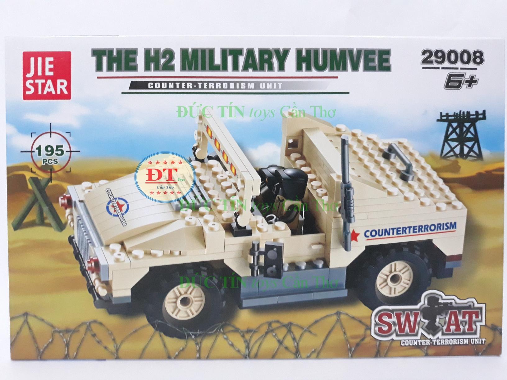 Đồ chơi hộp lắp ráp xe jeep quân sự có lính 195 chi tiết
