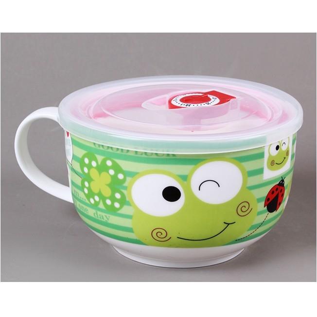 Ly sứ ăn mỳ tôm cute có nắp đậy tiện dụng