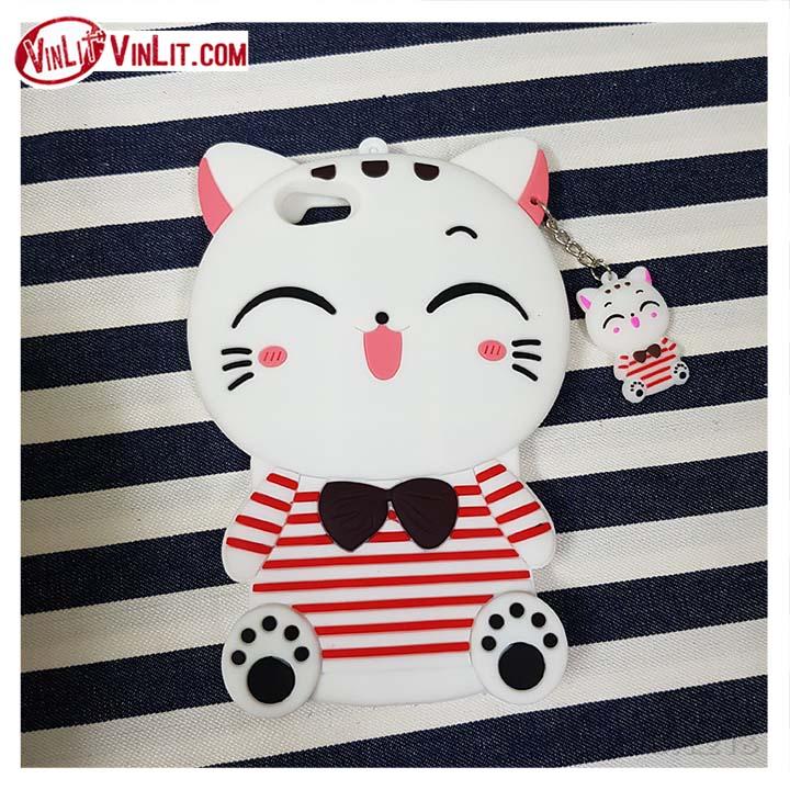 Ốp lưng oppo a71 ốp thú mèo kitty có lắc xinh xắn trắng - o71180514a1