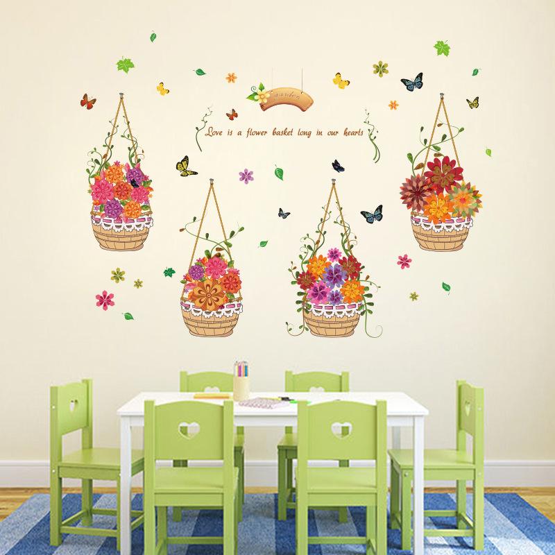 Giấy dán tường 3D, Decal dán tường, Mẫu Hoa và cô gái,  nhiều màu sắc, có keo sẵn, bóc dán dễ dàng trên mọi về mặt phẳng Zooyoo Home Decor