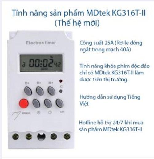 Công tắc hẹn giờ thông minh 17 chương trình công suất lớn - Có khóa phím Công tắc hẹn giờ KG316 T-II, công suất 25A/220V timer hẹn giờ ổ cắm hẹn giờ