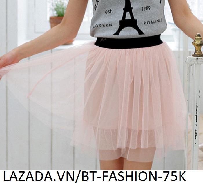 Váy Xòe Lưới Duyên Dáng- Thời Trang BT Fashion (Lưới Ngắn 2 Lớp)