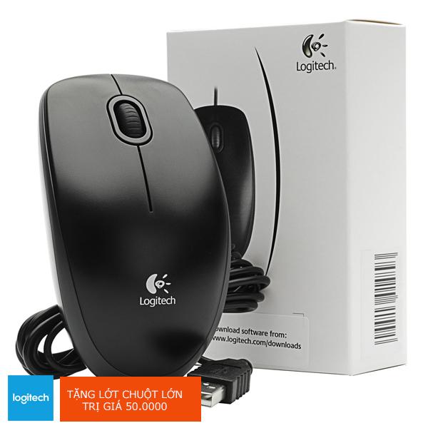 Chuột Có Dây Logitech B100 Kèm Lót Chuột - B100 OPTICAL USB MOUSE