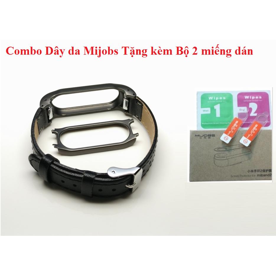 Combo Dây đeo da Mijobs thay thế dành cho Xiaomi Miband 2 Tặng Bộ 2 miếng dán màn hình
