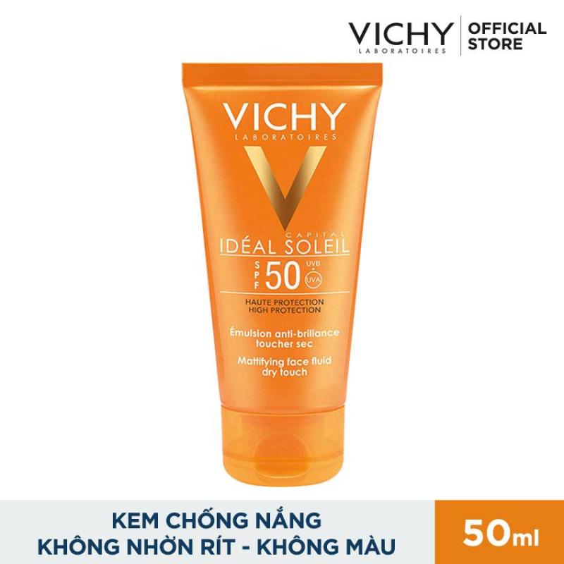 Kem chống nắng không gây nhờn rít Vichy Ideal Soleil Dry Touch SPF 50 Chống Tia UVA + UVB 50ml nhập khẩu