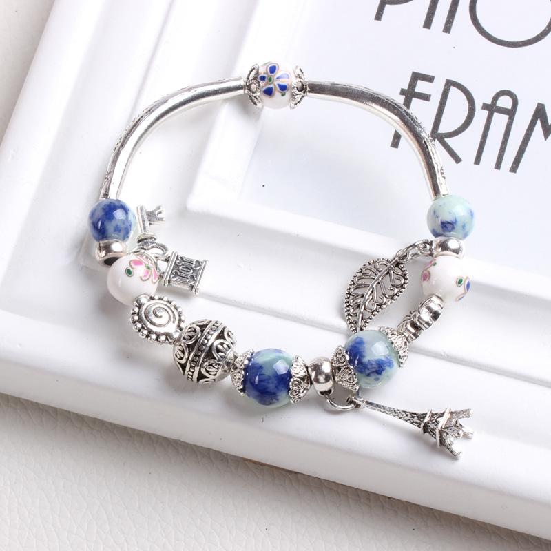 [HCM]Vòng tay co giãn charm tháp eiffel pha lê thời trang hàn quốc kèm video