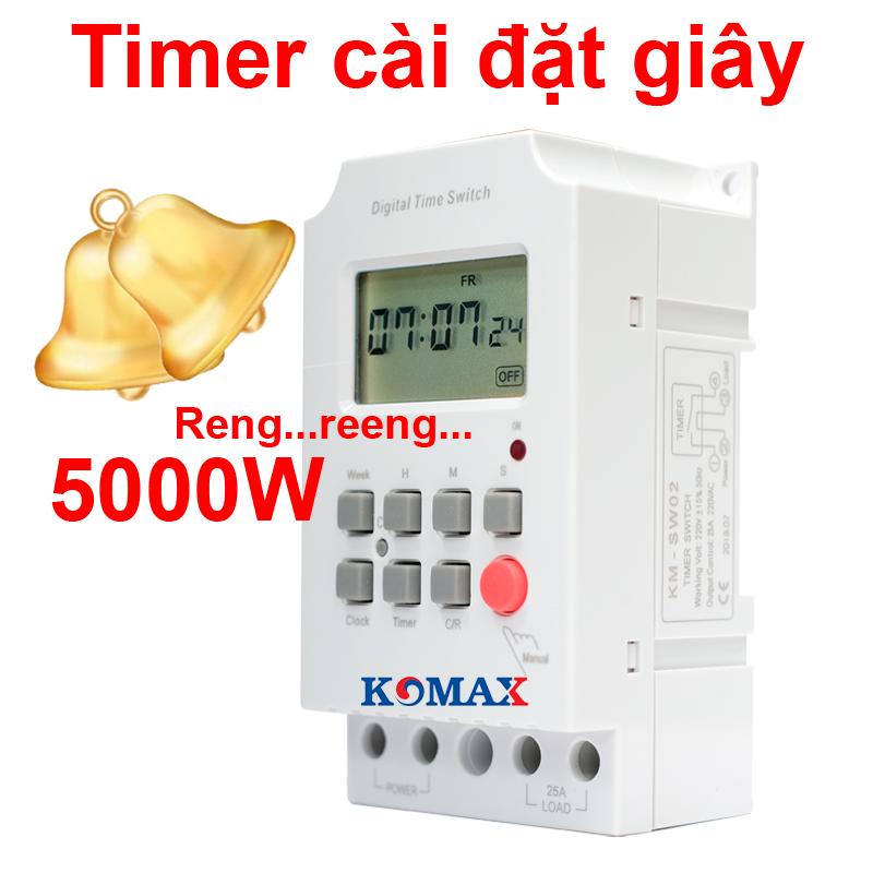 Thiết bị hẹn giờ reo chuông - Timer chỉnh giây KM-SW02. Thiết bị hẹn giờ công nghiệp cống suất lớn KM-SW02