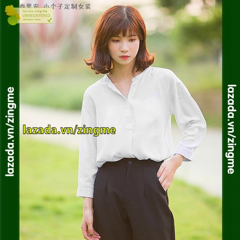Áo sơ mi nữ zingme cổ trụ mt323