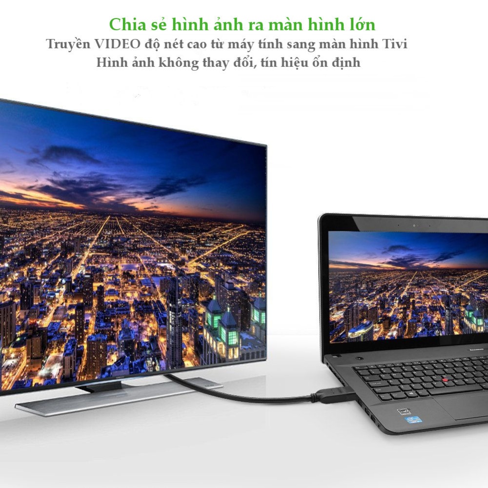 Dây chuyển đổi DisplayPort sang VGA hỗ trợ phân giải 1920x1200, 1.5M UGREEN DP105 Dây chuyển đổi DisplayPort sang VGA hỗ trợ phân giải 1920x1200, 1.5M UGREEN DP105