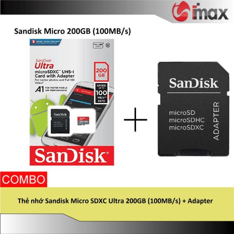 Thẻ nhớ Sandisk Micro SDXC Ultra 200GB (100MB/s) + Adapter