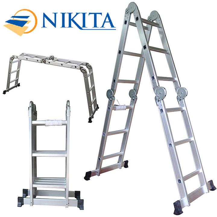 Thang Nhôm Gấp 4 Đoạn Nikita GA37 - 3 Bậc 3,7m