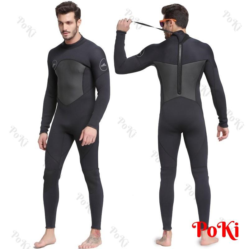 Bộ đồ lặn, quần áo lặn biển cho NAM - 3mm BLACK giữ ấm, thoáng khí, chống thầm nước cao cấp - POKI