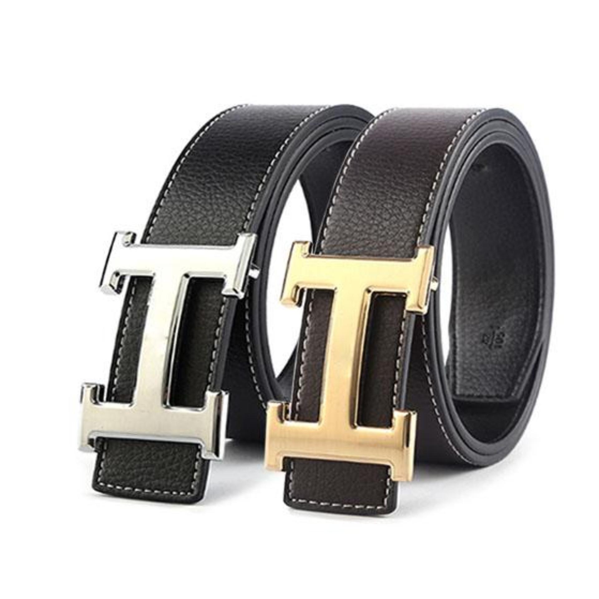 ( Xả kho )Bộ Đôi Thắt Lưng Da Nam Mặt Chữ H Cao Cấp MN668 ( Vàng Bạc )