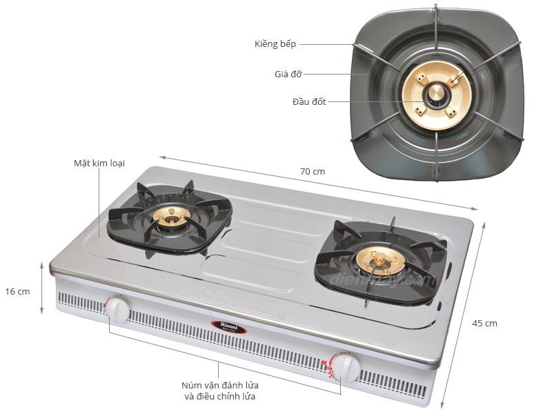[HCM]BẾP GAS RINNAI RV-770S1 INOX CÓ ĐẦU HÂM