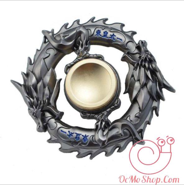[HCM]Con quay Finger Spinner Rồng cuộn tròn đen kim loại (tặng hộp đựng)